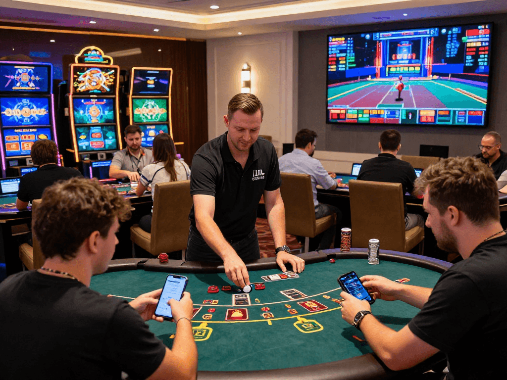Players enjoy the live casino experience with MB66, featuring interactive games and vibrant atmosphere.